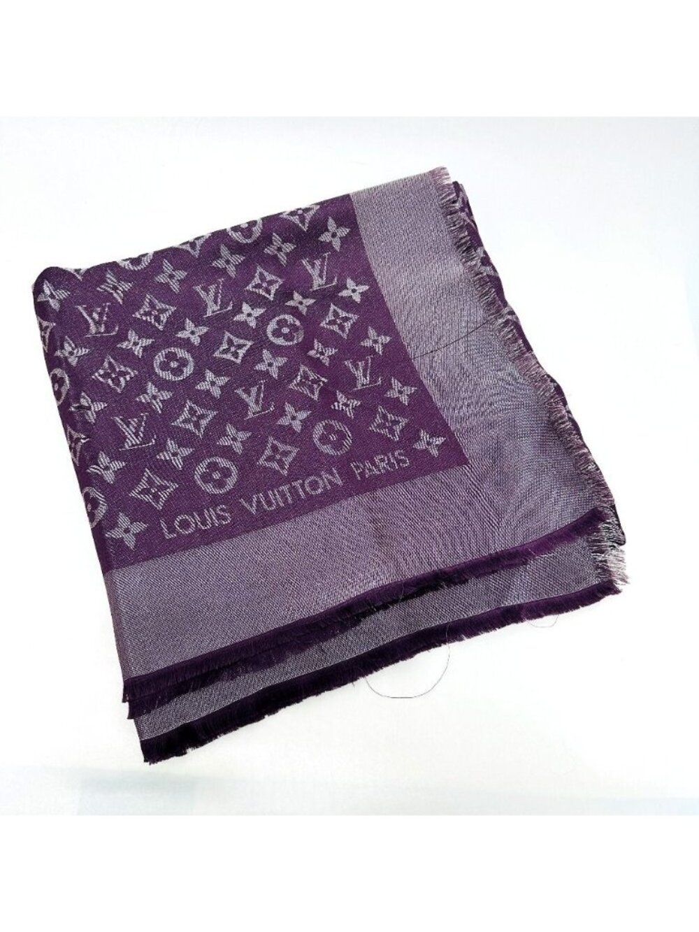 Louis Vuitton Shawl Monogram Silk Purple Scarf